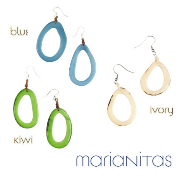 TAGUA Marianitas Sustainable Vegan Ivory Dangle Hoop Earrings - Picture 1 of 8